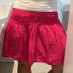 H&M women XS Xsmall Hot pink 100% cotton skirt elastic rushing lining flowy